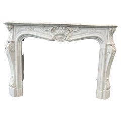 Louis XV Style Mantel in Carrara Marble 