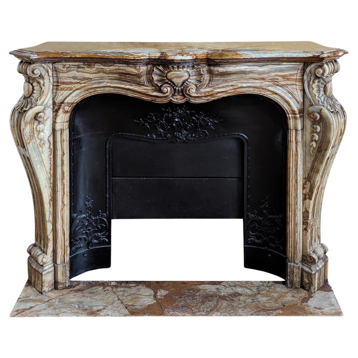 Louis XV style mantel in onyx For Sale