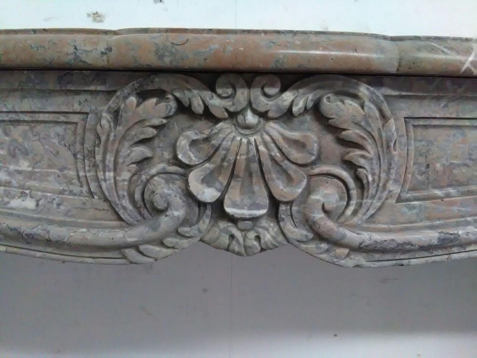 French Louis XV Style Mantel in St. Anne Des Pyrenees Marble