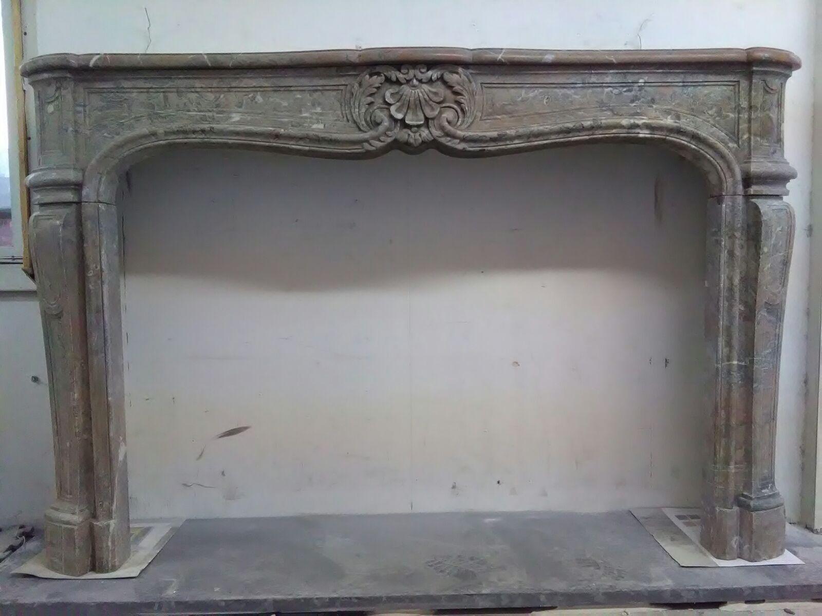 Louis XV Style Mantel in St. Anne Des Pyrenees Marble In Excellent Condition In New York, NY