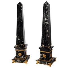 Louis XV Style Marble and Gilt Bronze Set of Obelisks by Gherardo Degli Albizzi