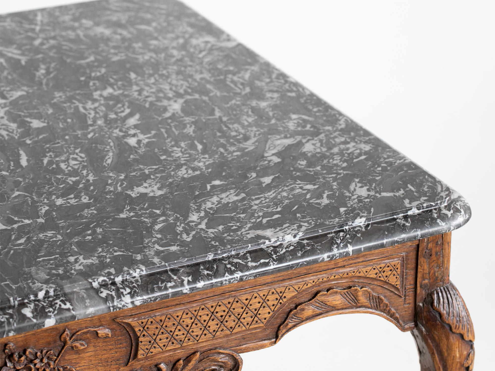 19th Century Louis XV Style Marble & Oak Centre Table For Sale