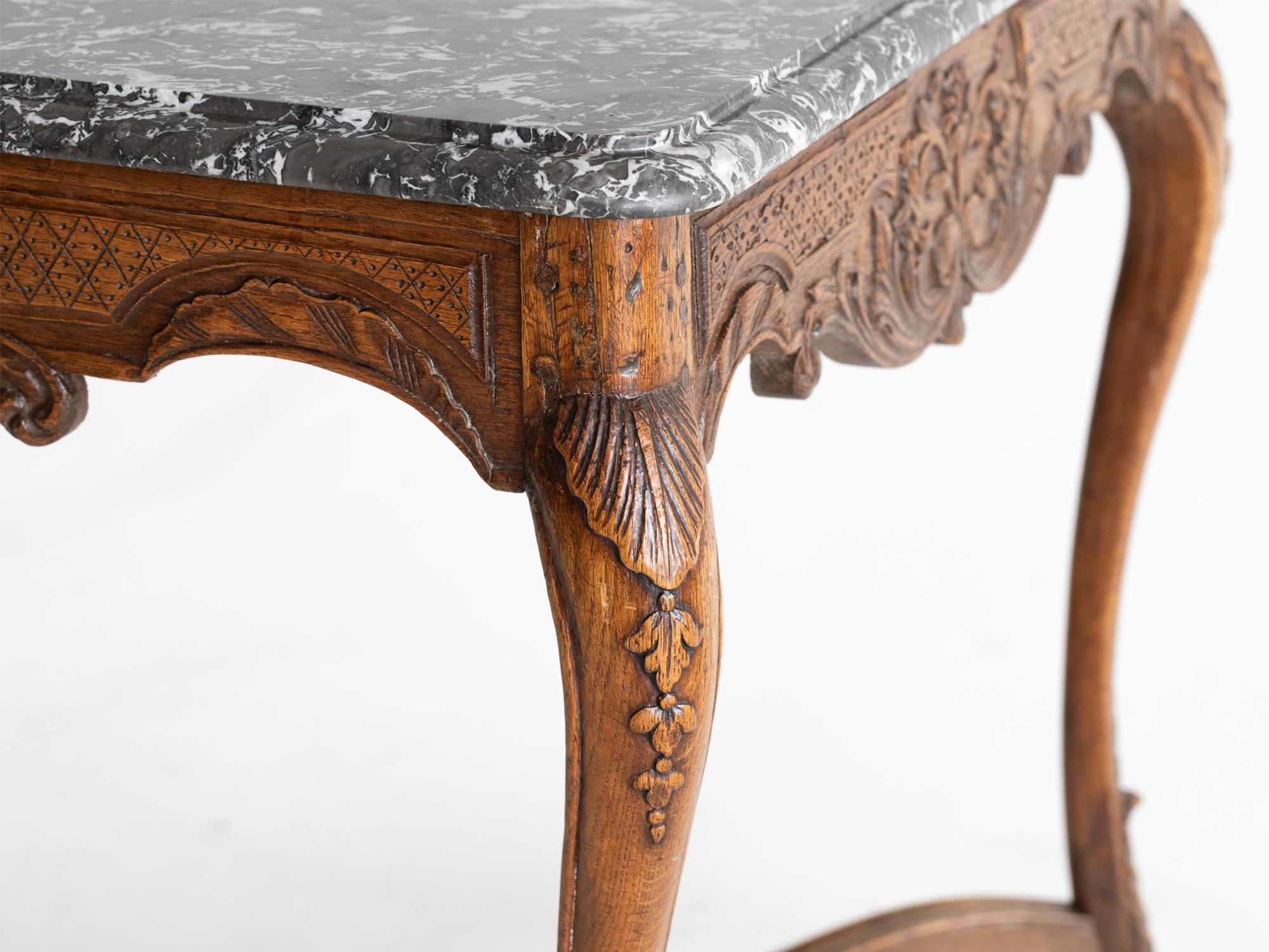 Louis XV Style Marble & Oak Centre Table For Sale 1