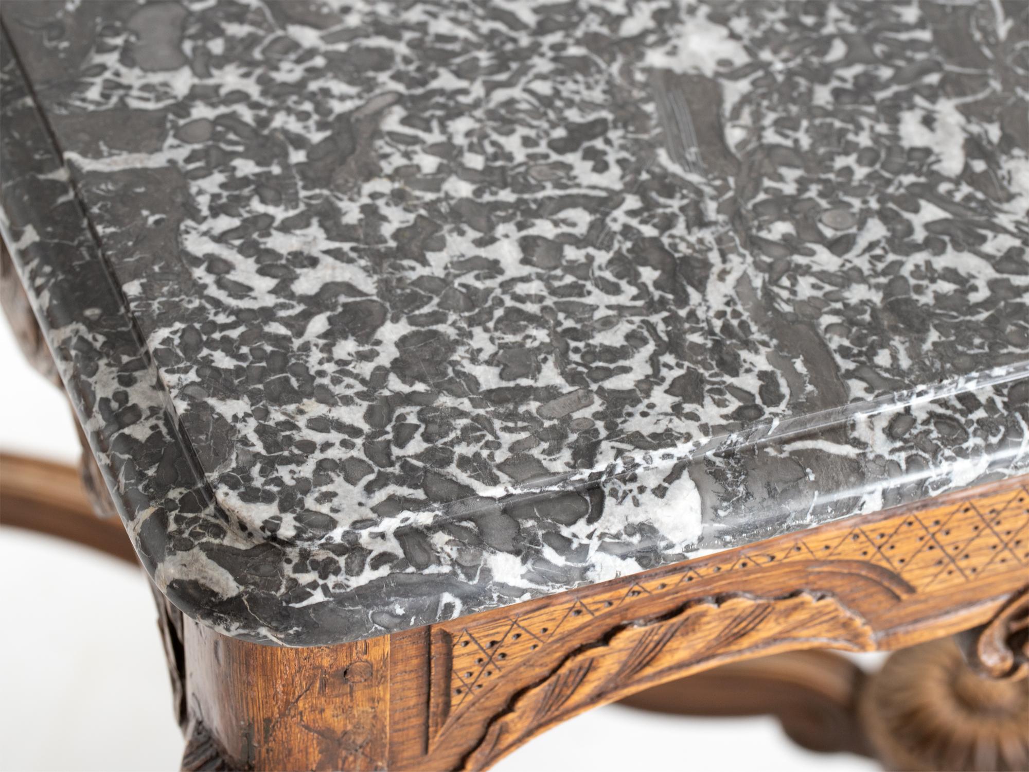 Louis XV Style Marble & Oak Centre Table For Sale 2
