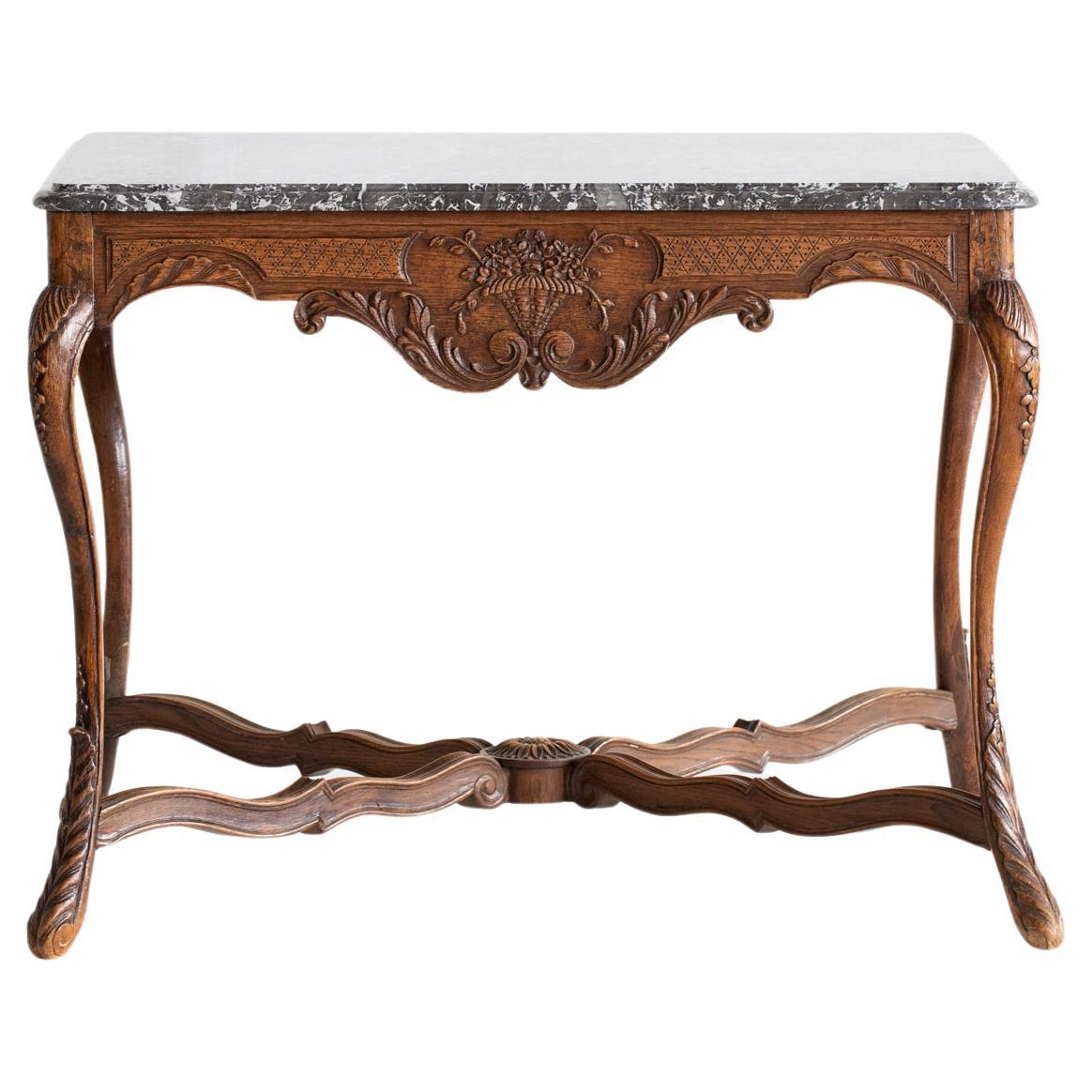 Louis XV Style Marble & Oak Centre Table For Sale