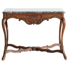 Antique Louis XV Style Marble & Oak Centre Table