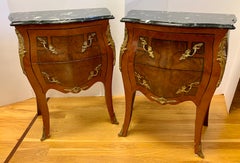 Louis XV Style Marble-Top and Bronze Ormolu Chests, Nightstands