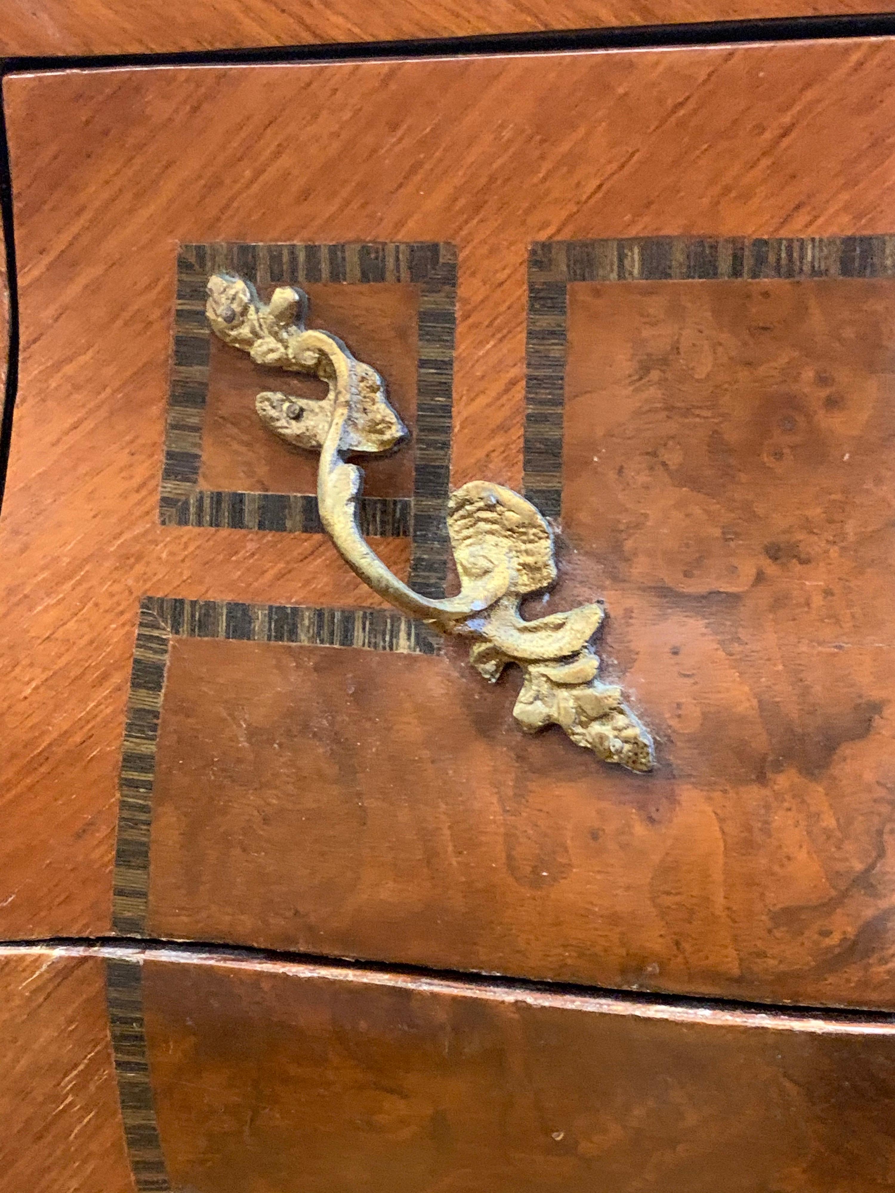 French Louis XV Style Marble-Top and Bronze Ormolu Chests, Nightstands