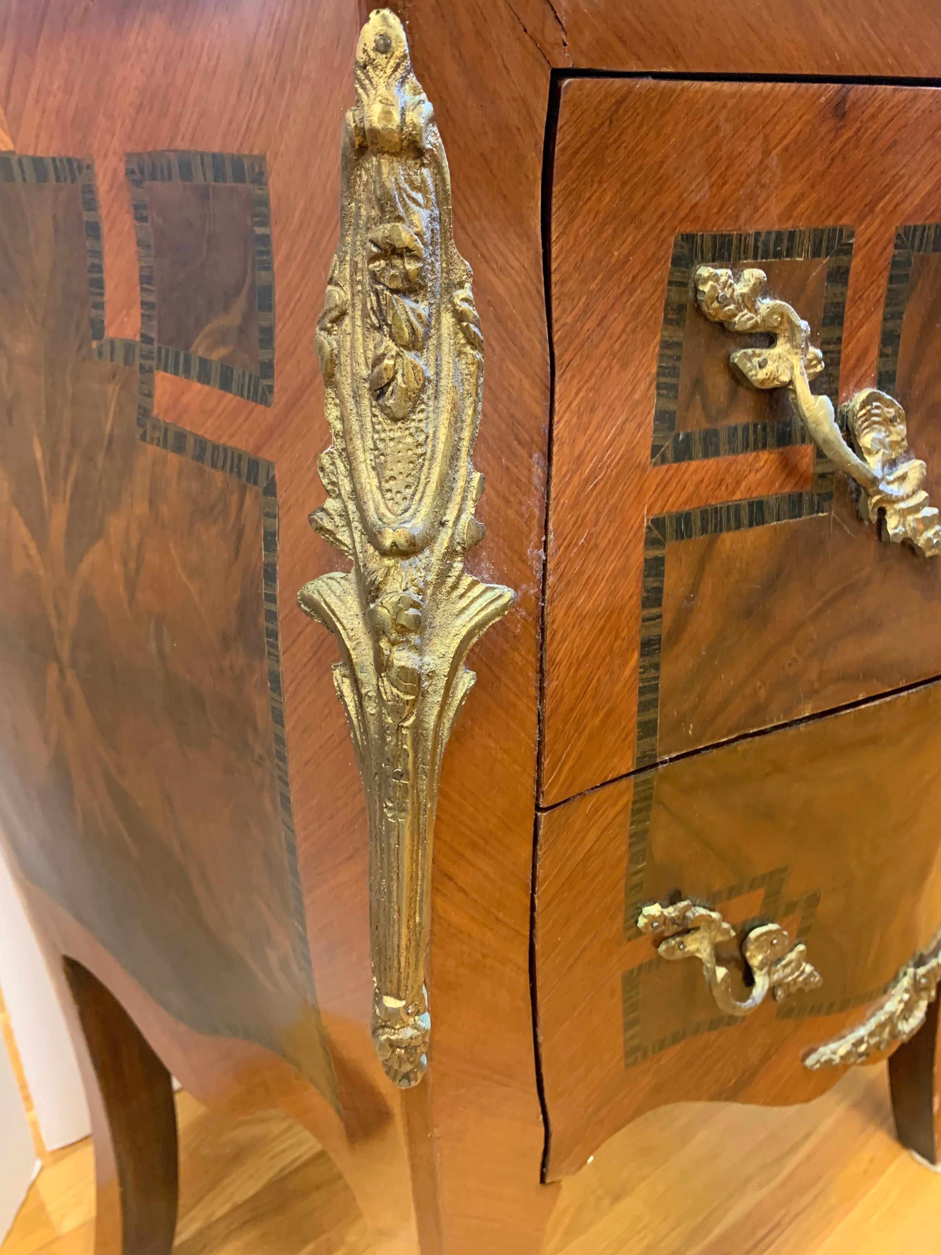 Louis XV Style Marble-Top and Bronze Ormolu Chests, Nightstands 2