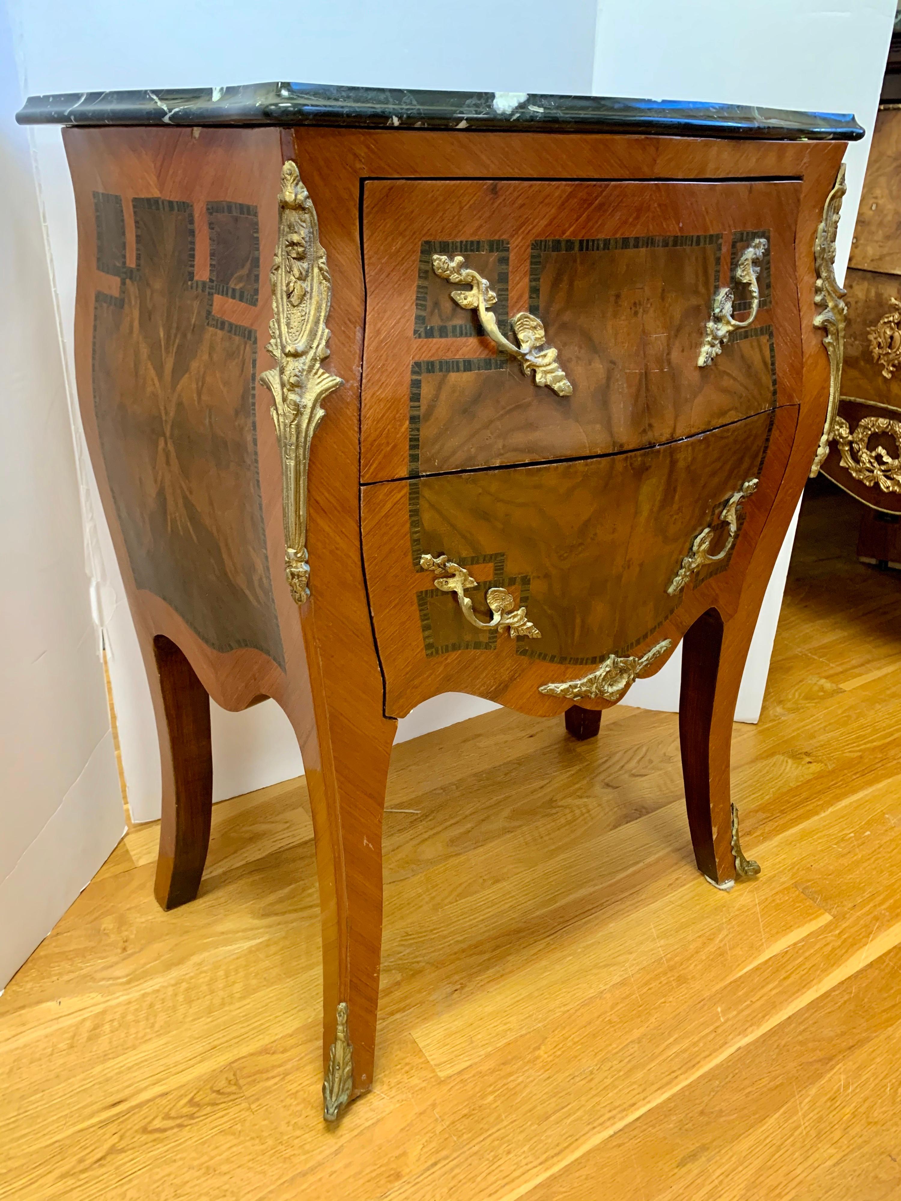 Louis XV Style Marble-Top and Bronze Ormolu Chests, Nightstands 4