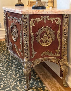 Louis XV Style Marble Top Bronze Mounted Amaranth Commode