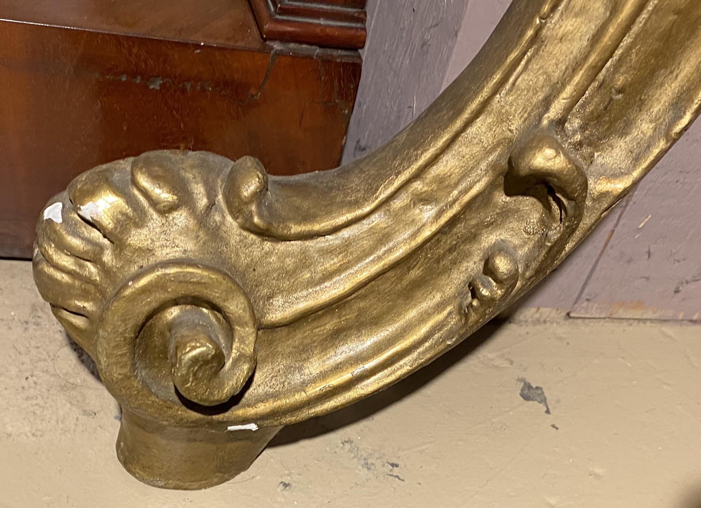 Louis XV Style Marble Top Carved Giltwood Console w/ Cherub & Figural Decoration For Sale 7