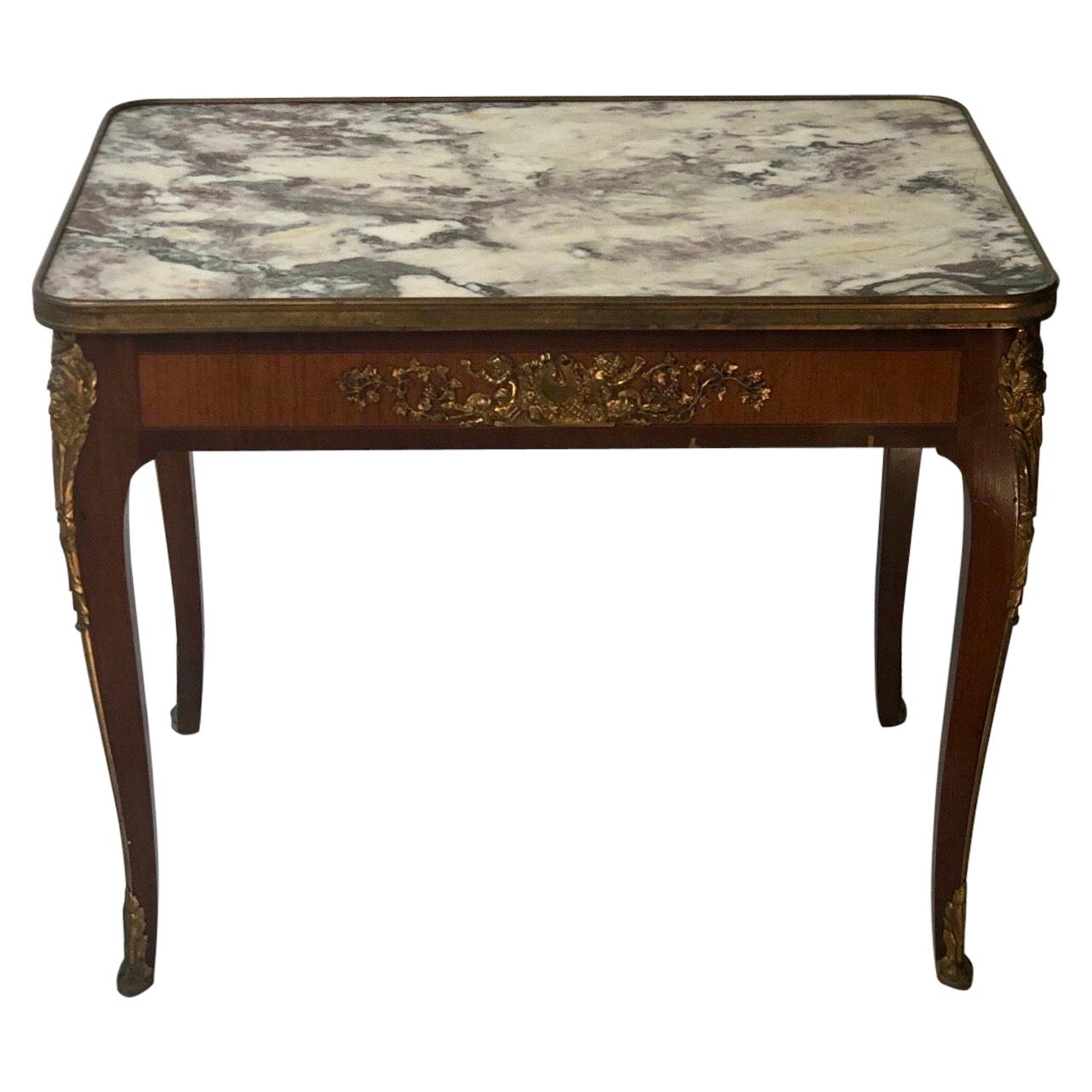 Louis XV Style Marble-Top Coffee Table with Bronze Mounts