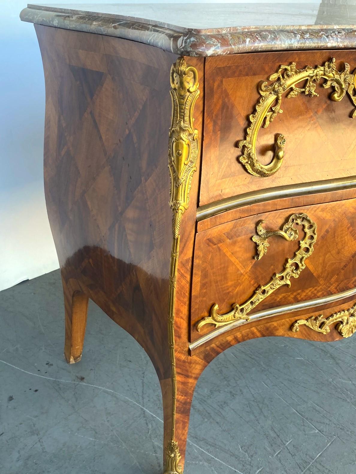 Louis XV Style Marble Top Commode  In Good Condition For Sale In Pomona, CA