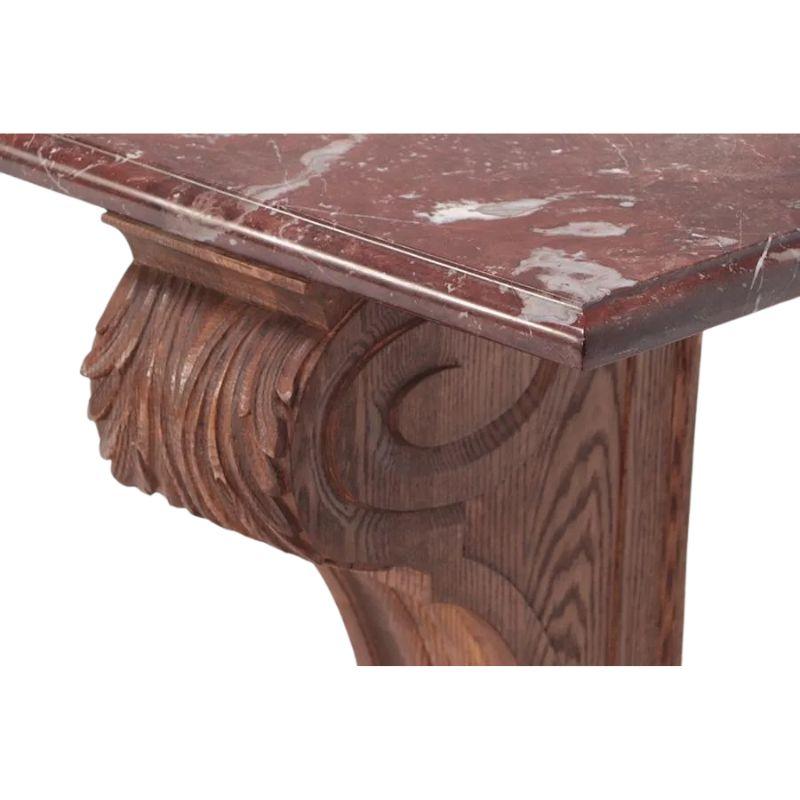 Louis XV Style Marble Top Console with Carved Oak Base In Good Condition For Sale In Locust Valley, NY