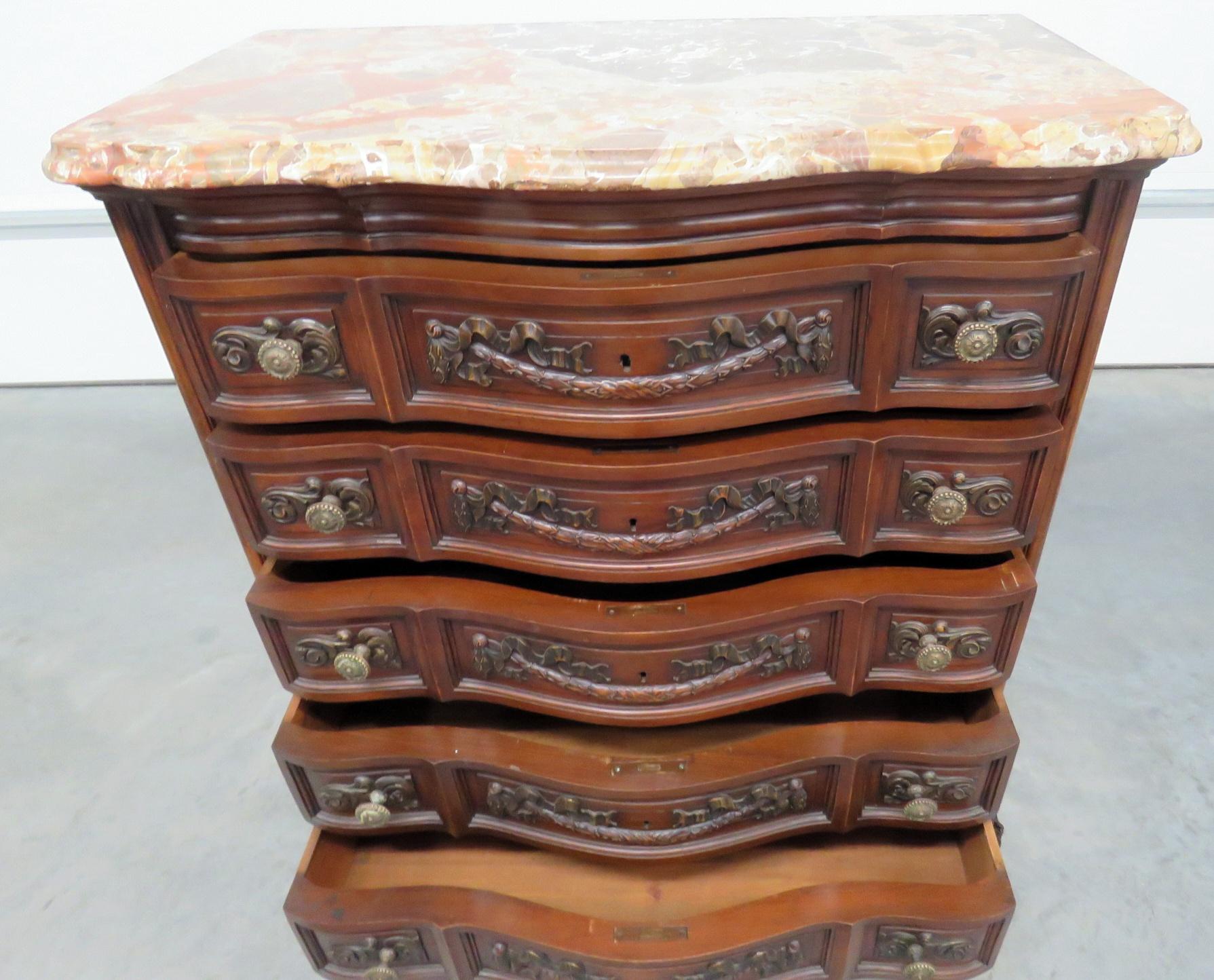 Louis XV Style Marble-Top Dresser 1