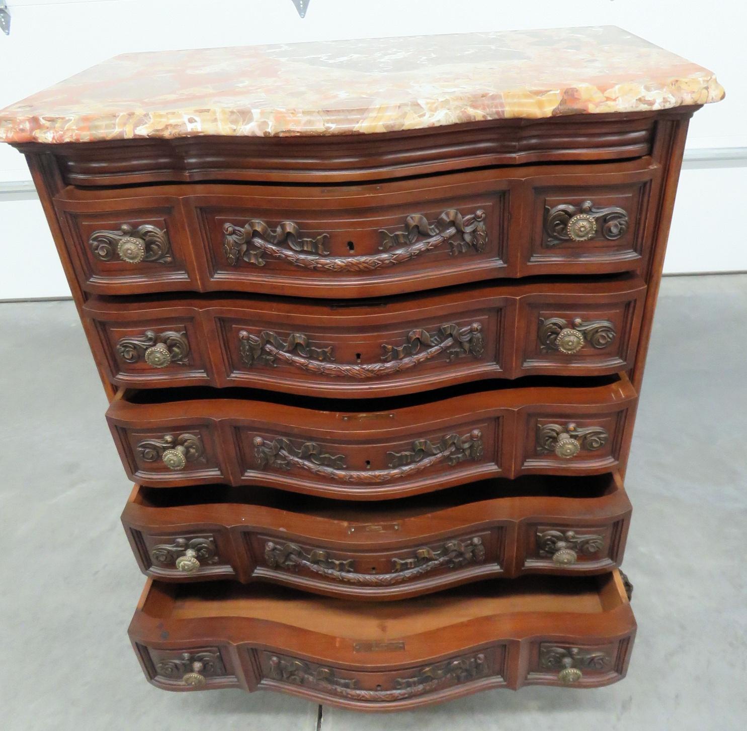 Louis XV Style Marble-Top Dresser 2