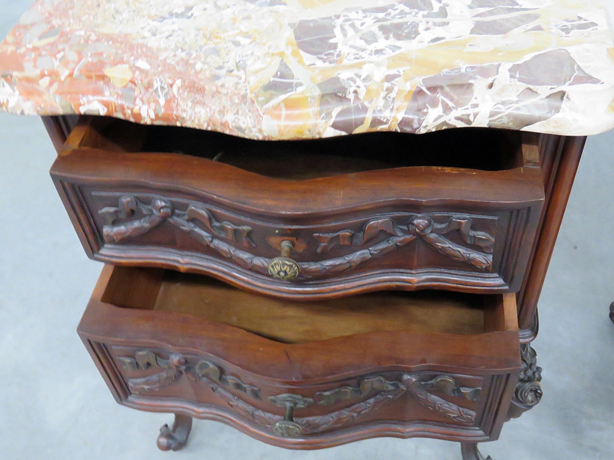 Louis XV Style Marble-Top End Tables 2