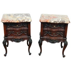 Louis XV Style Marble-Top End Tables