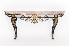 Louis XV Style Marble Top Gilt and Ebonized Console