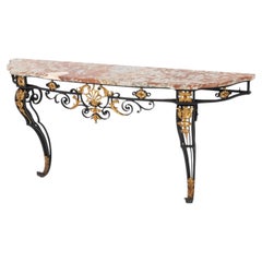 Louis XV Style Marble Top Gilt and Ebonized Console