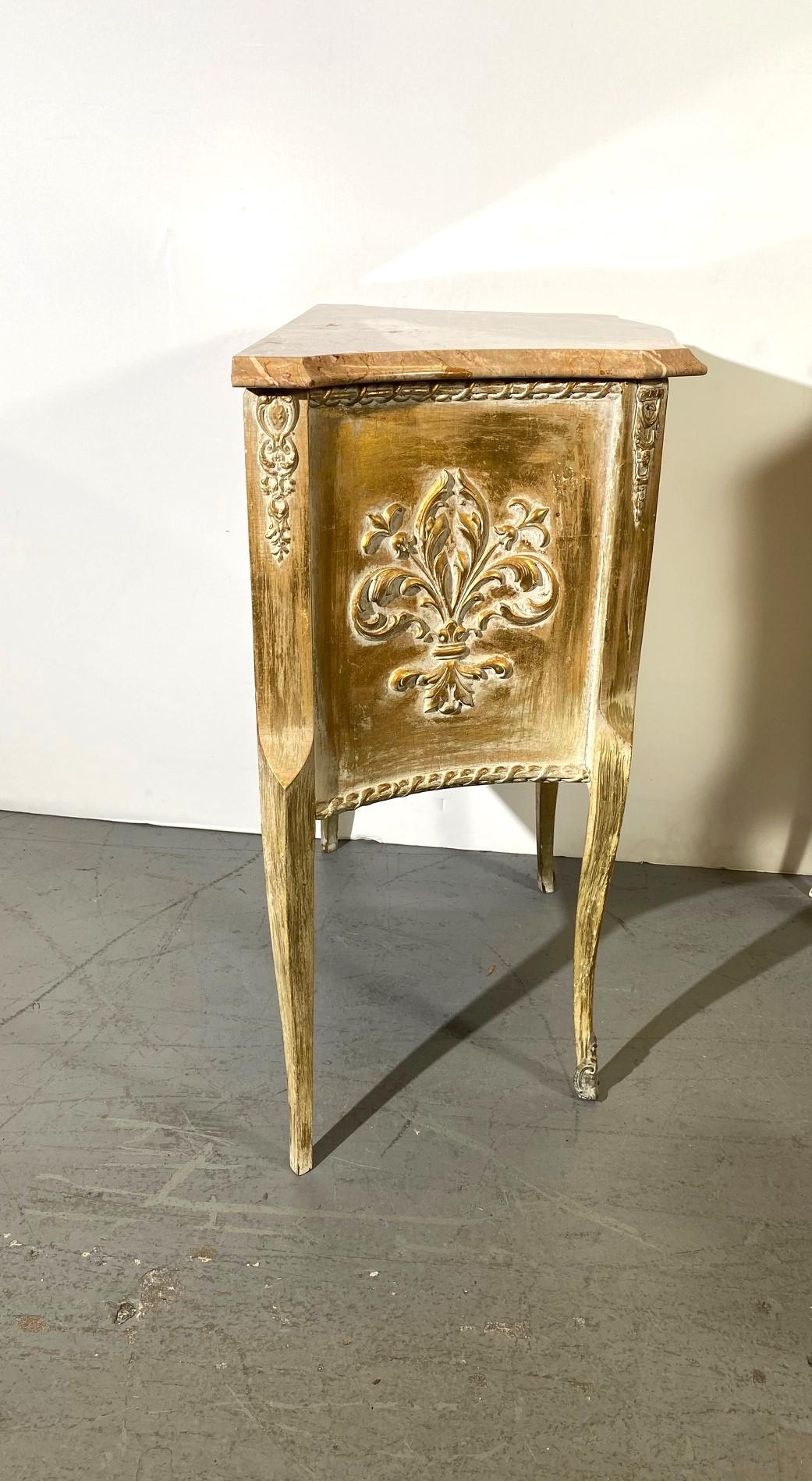 Italian Louis XV Style Marble Top Nightstands For Sale