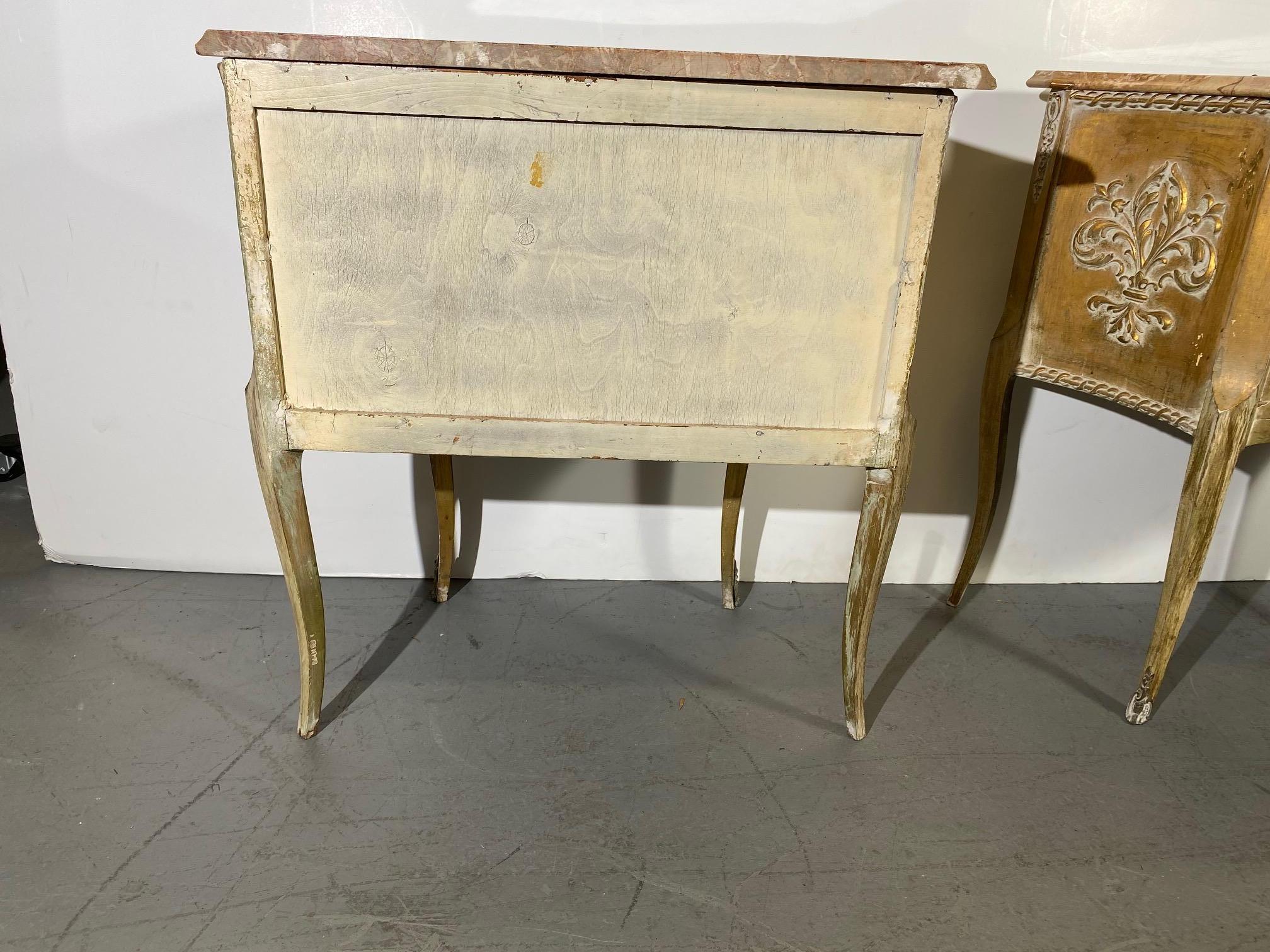 Louis XV Style Marble Top Nightstands In Good Condition For Sale In Pomona, CA
