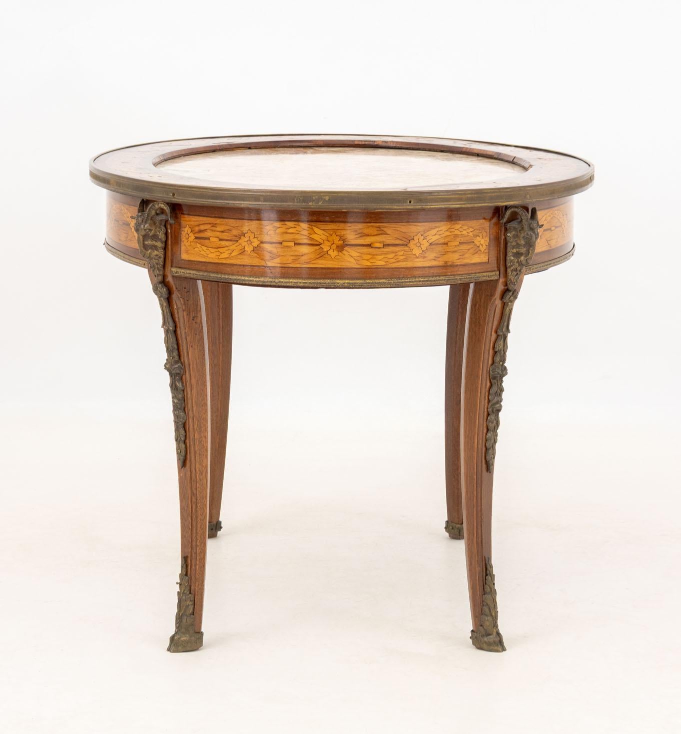 19th Century Louis XV Style Marble Top Walnut Coffee Table For Sale