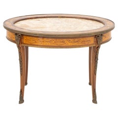 Louis XV Style Marble Top Walnut Coffee Table