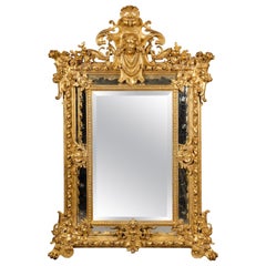 Miroir de style Louis XV à cadre marginal en bois doré