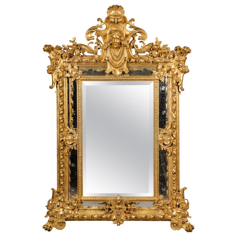 Louis XV Style Marginal-Frame Giltwood Mirror For Sale