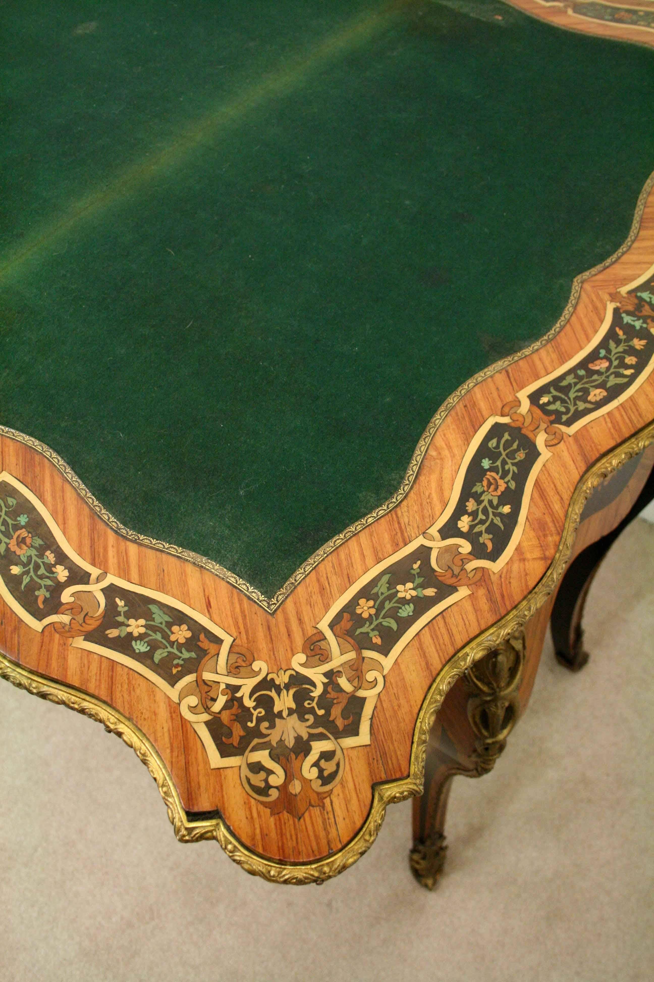 Louis XV Style Marquetry and Ormolu Mount Fold over Card Table For Sale 9