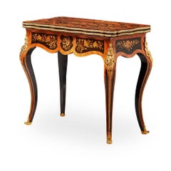 Louis XV Style Marquetry and Ormolu Mount Fold over Card Table