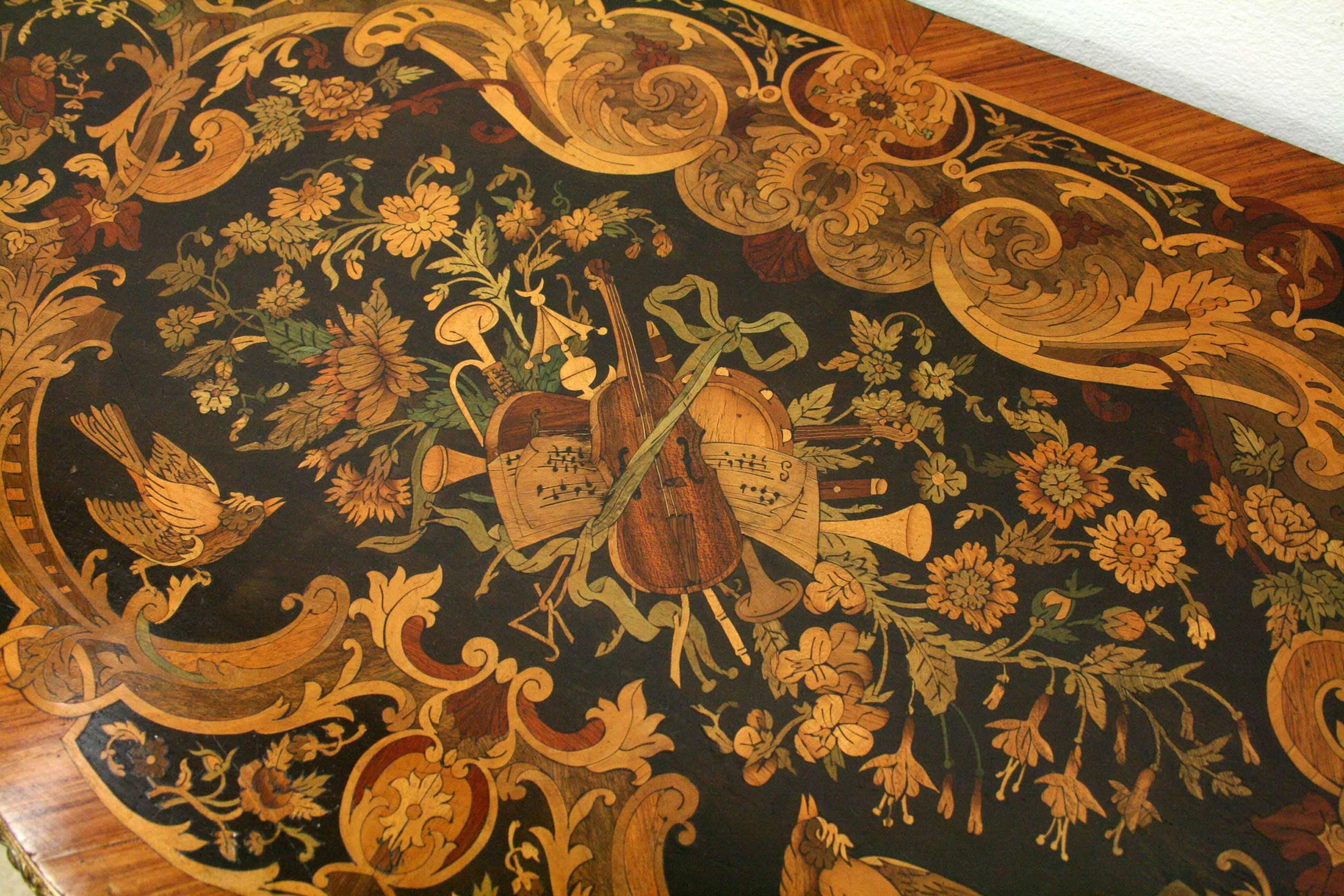 Early 20th Century Louis XV Style Marquetry and Ormolu Mount Fold over Card Table For Sale
