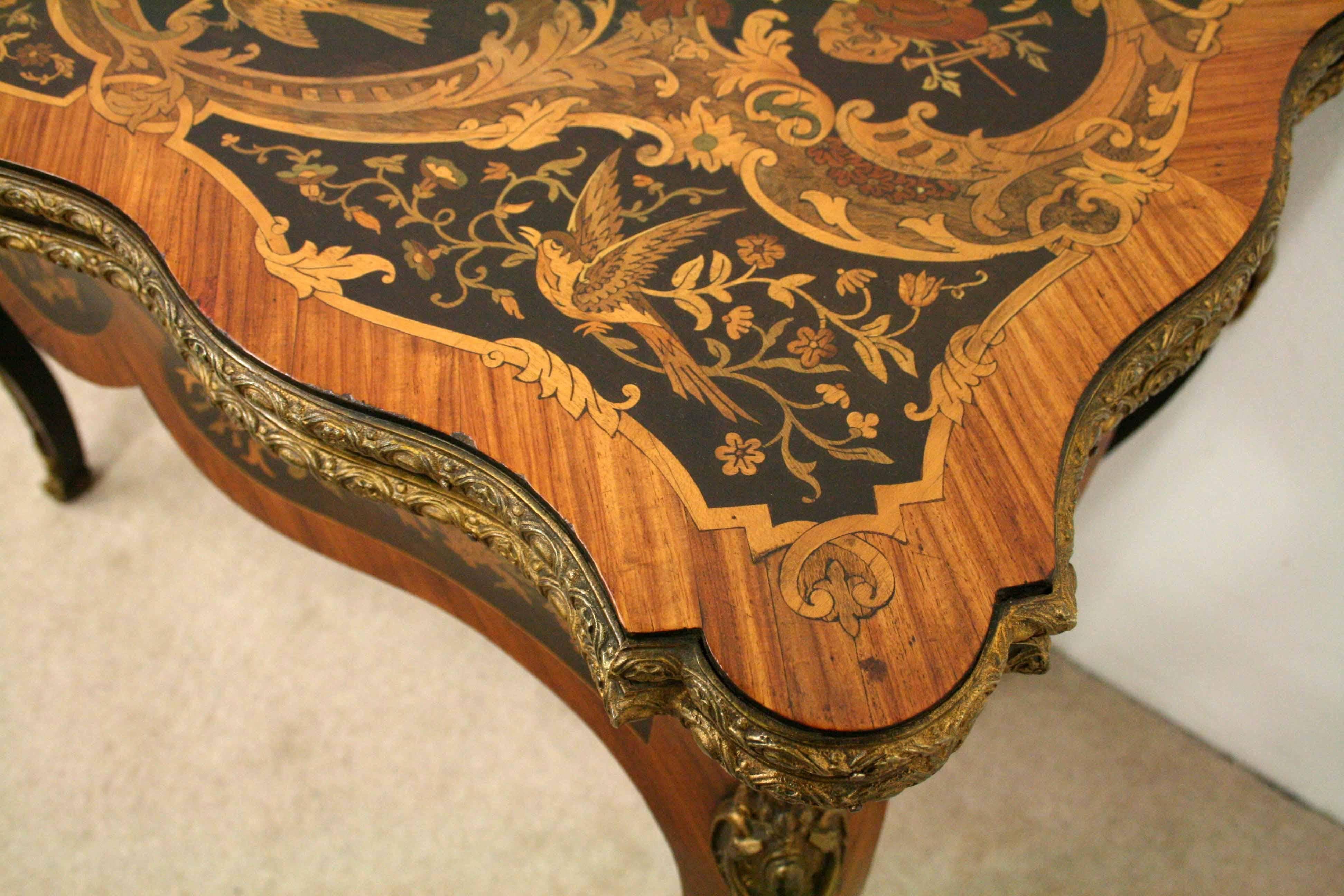 Louis XV Style Marquetry and Ormolu Mount Fold over Card Table For Sale 1