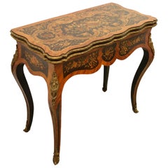 Louis XV Style Marquetry and Ormolu Mount Fold over Card Table