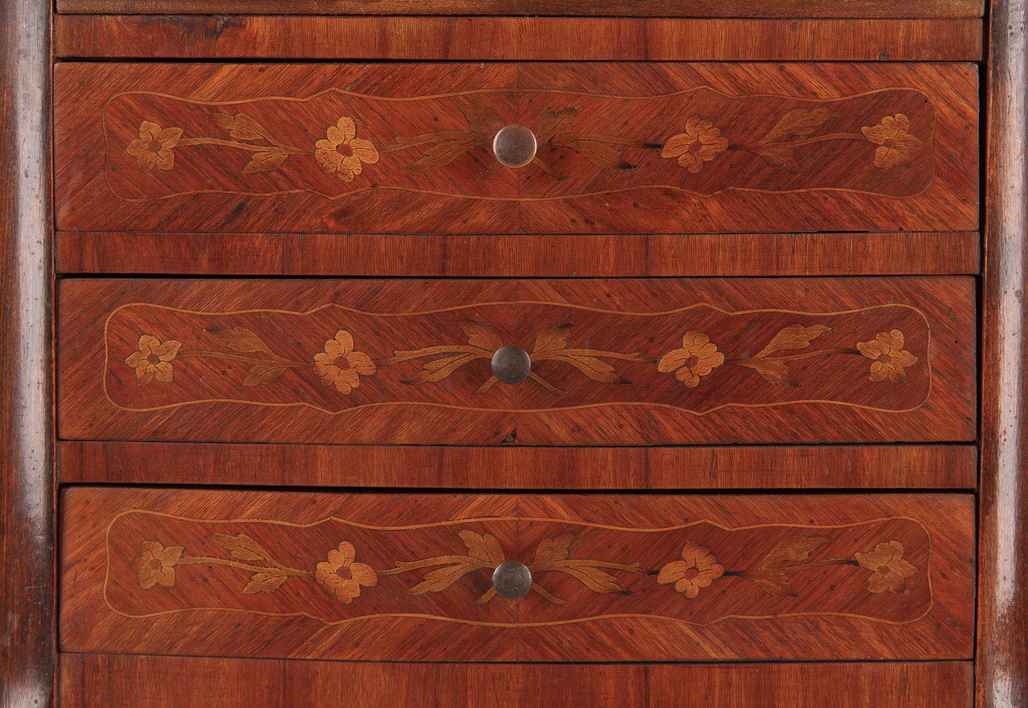 Louis XV Style Marquetry Bedside Chest of Drawers, 1900s 6