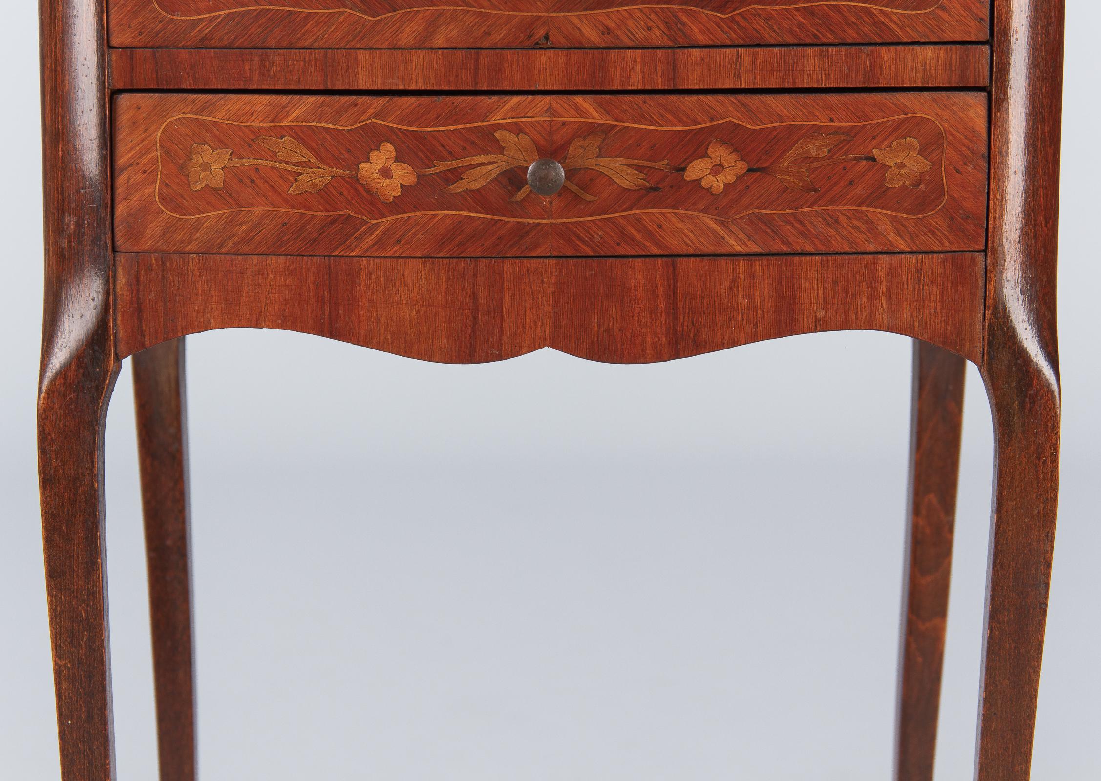 Louis XV Style Marquetry Bedside Chest of Drawers, 1900s 7