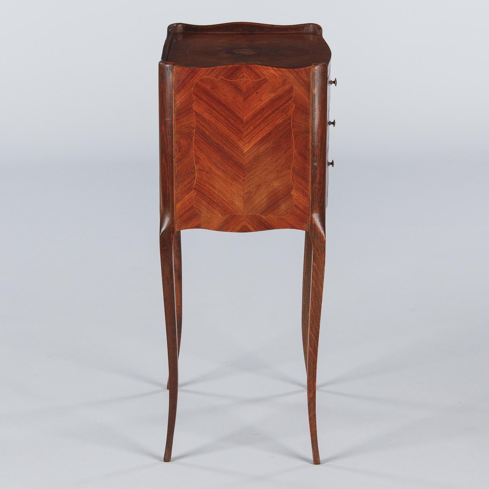 Louis XV Style Marquetry Bedside Chest of Drawers, 1900s 8