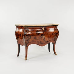 Louis XV Style Marquetry Bombe Commode