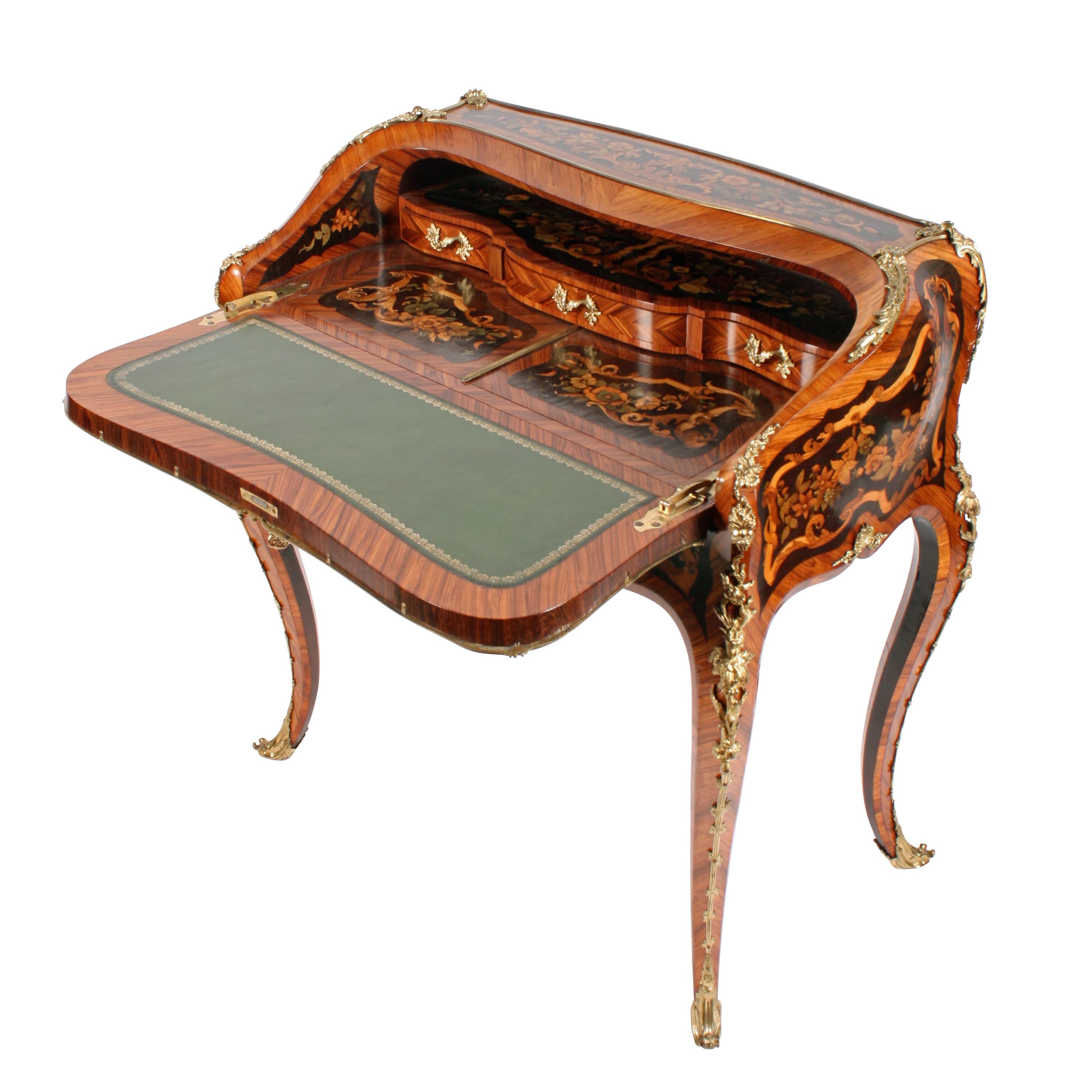 English Louis XV Style Marquetry Bureau en Pente For Sale