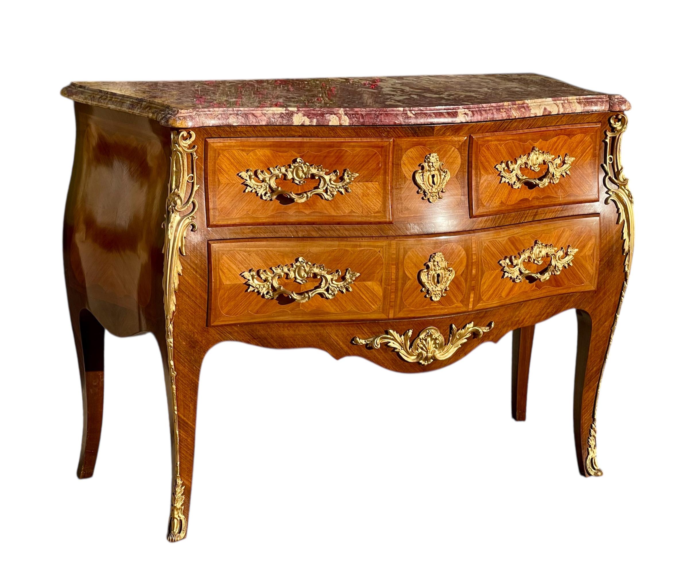 Louis XV Style Marquetry Chest Of Drawers For Sale 3