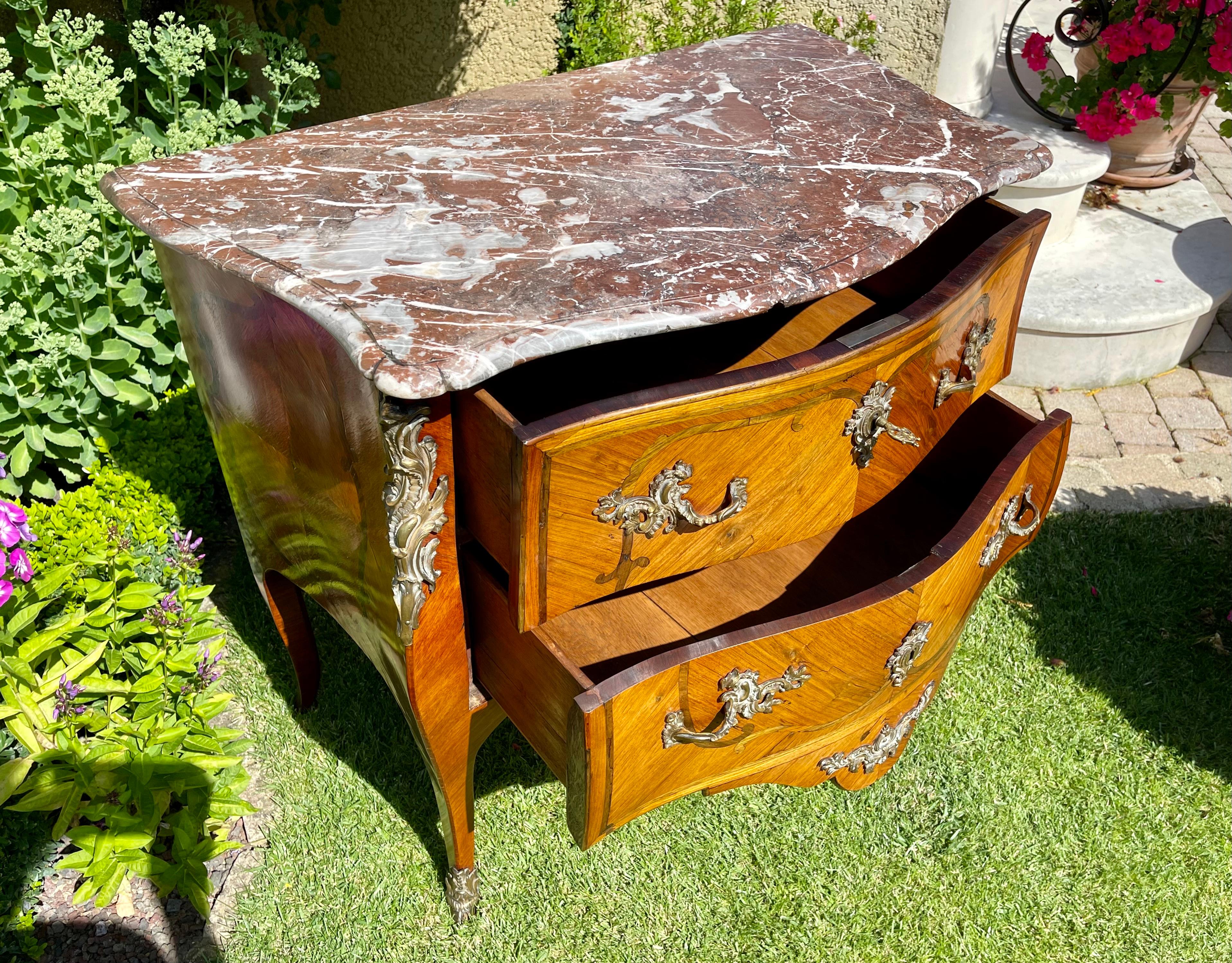 Louis XV Style, Marquetry Commode with Bronze Signed Cheval, 19th Century For Sale 6