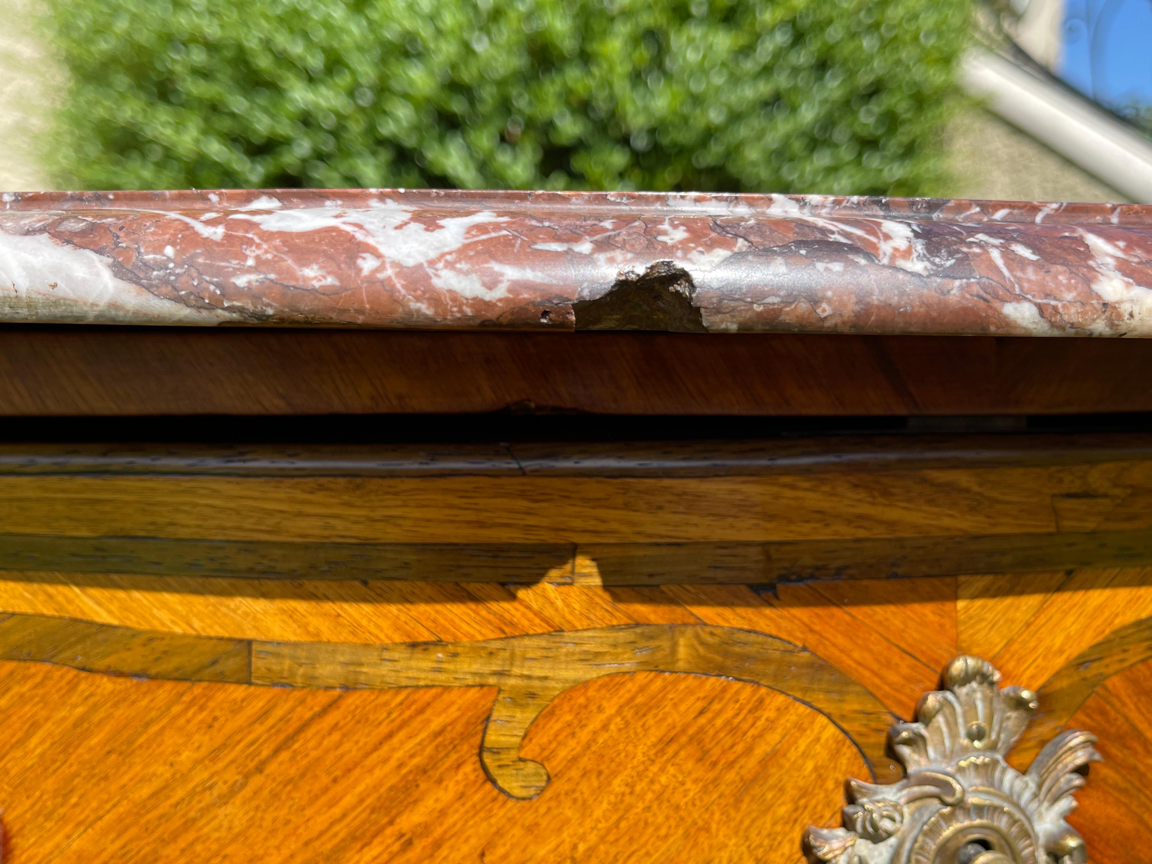 Louis XV Style, Marquetry Commode with Bronze Signed Cheval, 19th Century For Sale 3