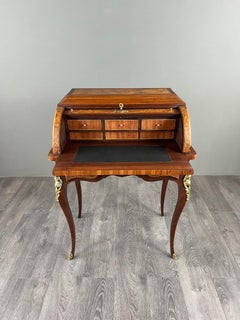 Louis XV-style Marquetry Cylinder Desk, 19th Century