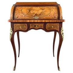 Louis XV-style Marquetry Cylinder Desk, 19th Century