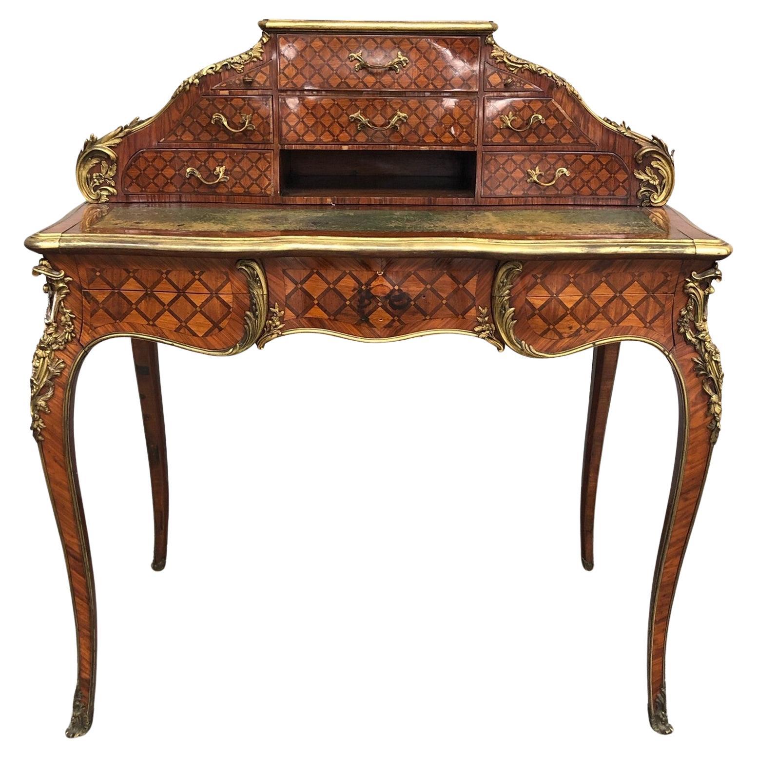 Louis XV Style Marquetry Desk, 19th Century