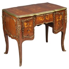 Louis XV Style Marquetry Inlaid Brass Bound Desk