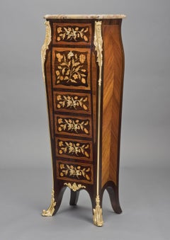 Louis XV Style Marquetry Inlaid Secretaire Pedestal by Maison Millet, circa 1880