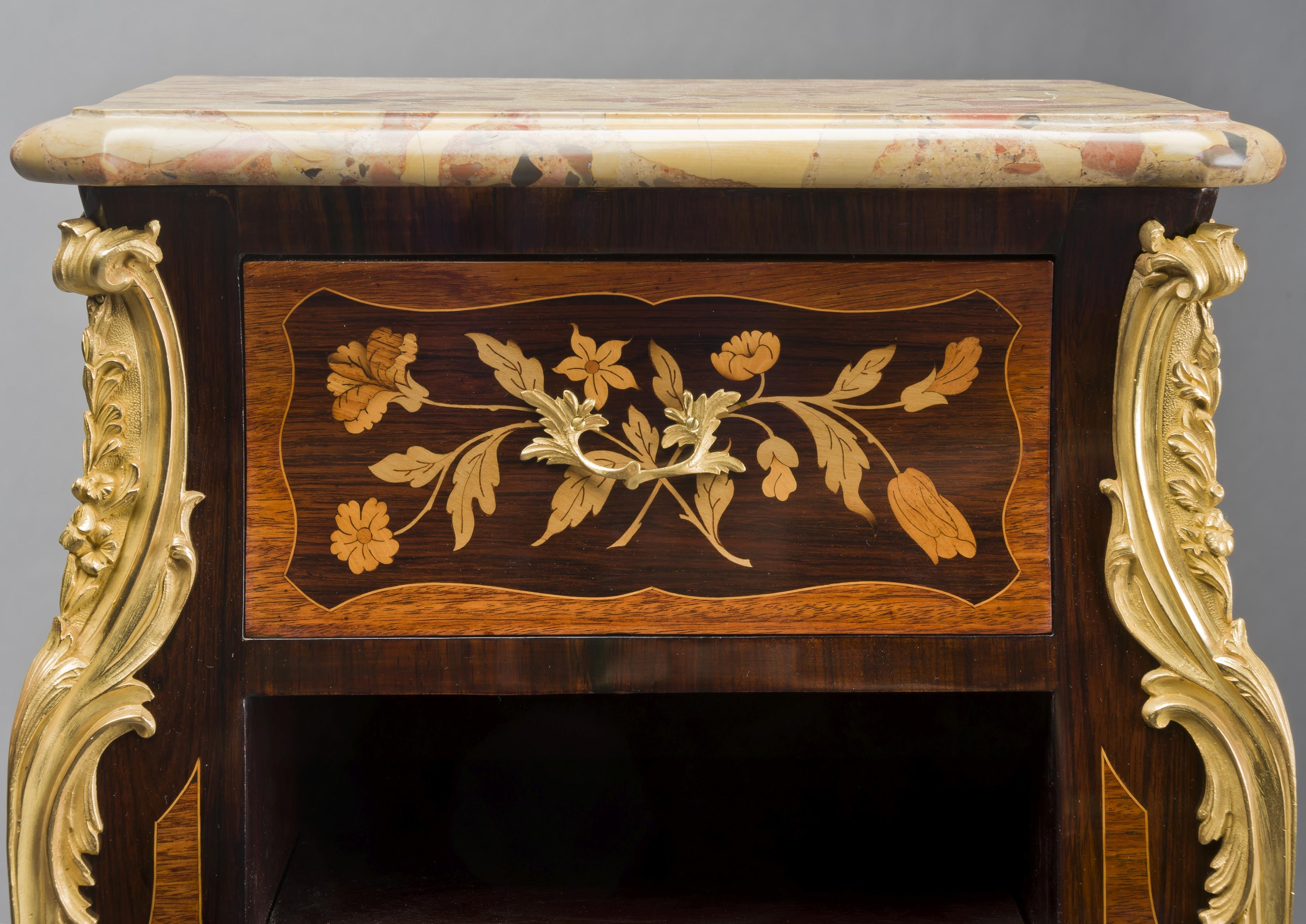Louis XV Style Marquetry Inlaid Secretaire Pedestal by Maison Millet, circa 1880 In Good Condition In Brighton, West Sussex